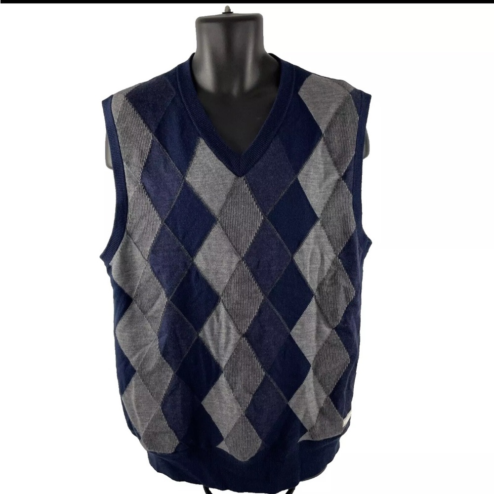 Mens Sunice Windstopper Wool Argyle Golf Polyester Lined Sweater Vest Sz XXL‎